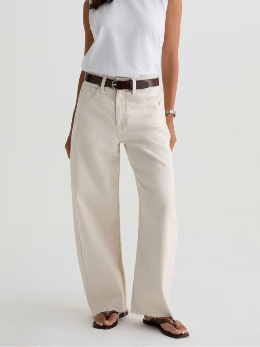 AG Hattie High Rise Crop Barrel Jeans in Opal Stone 29
